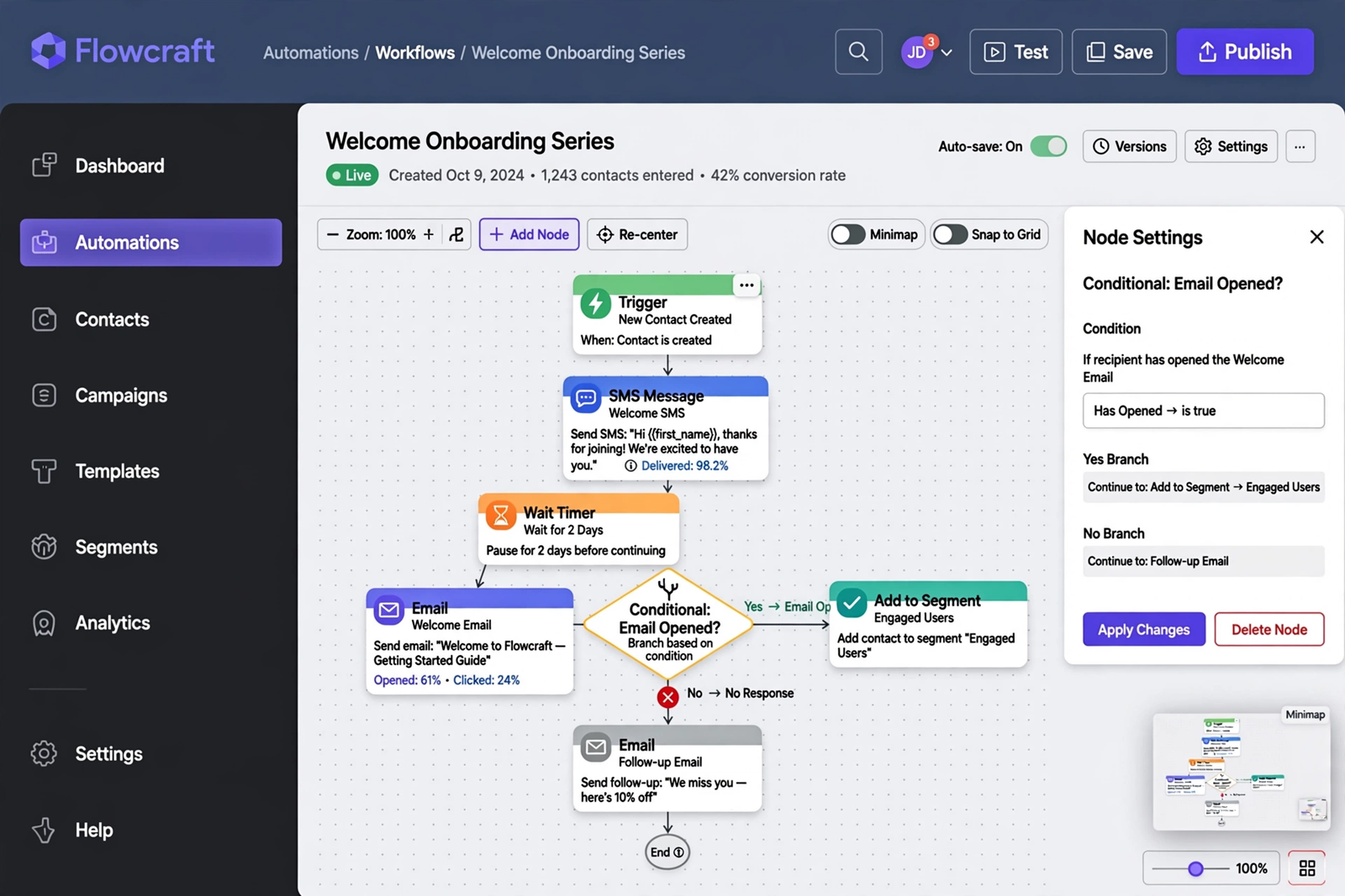 Follow-up workflows: trigger, message, wait, repeat